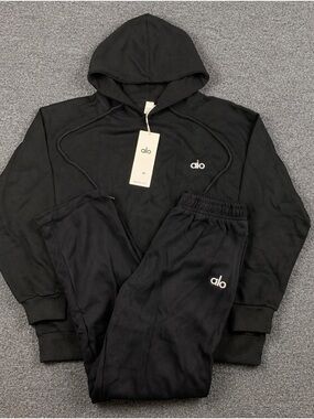 ALO Yoga Black Hoodie & Jogger Set